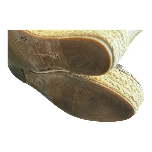 French Connection Cork Wedge Leather Espadrilles Sz 6 - Picture 7 of 10